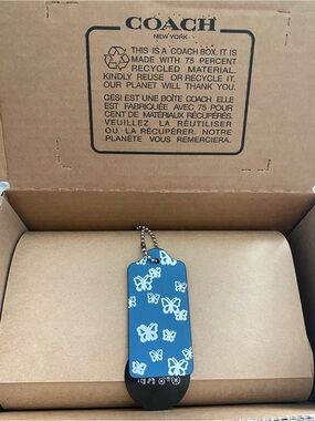 Coach Large Hangtag in Denim Blue with Silver Butterfly stamps